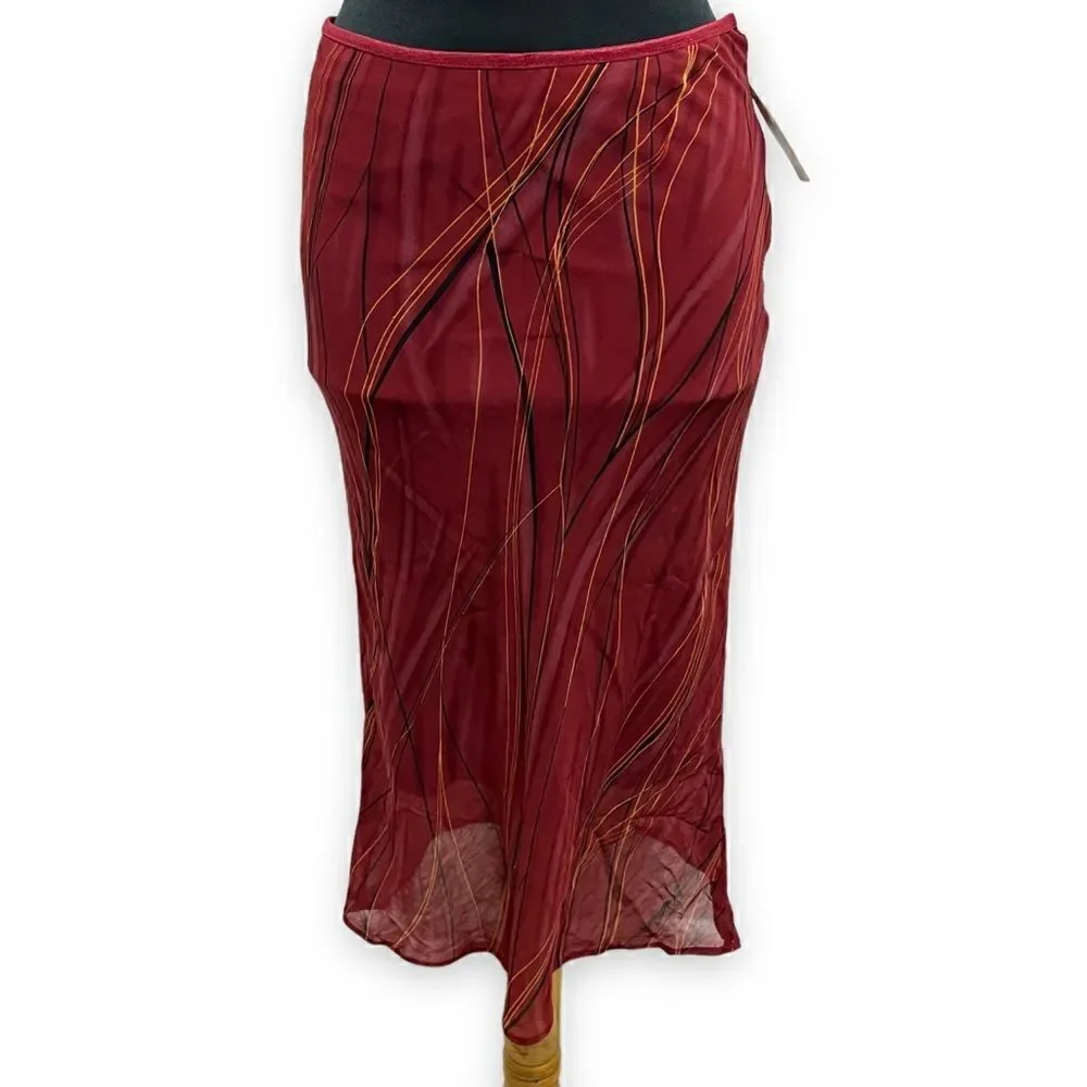 Forever 21 A line skirt sz L Rust red sheer Vintage new with tags Dark Academia